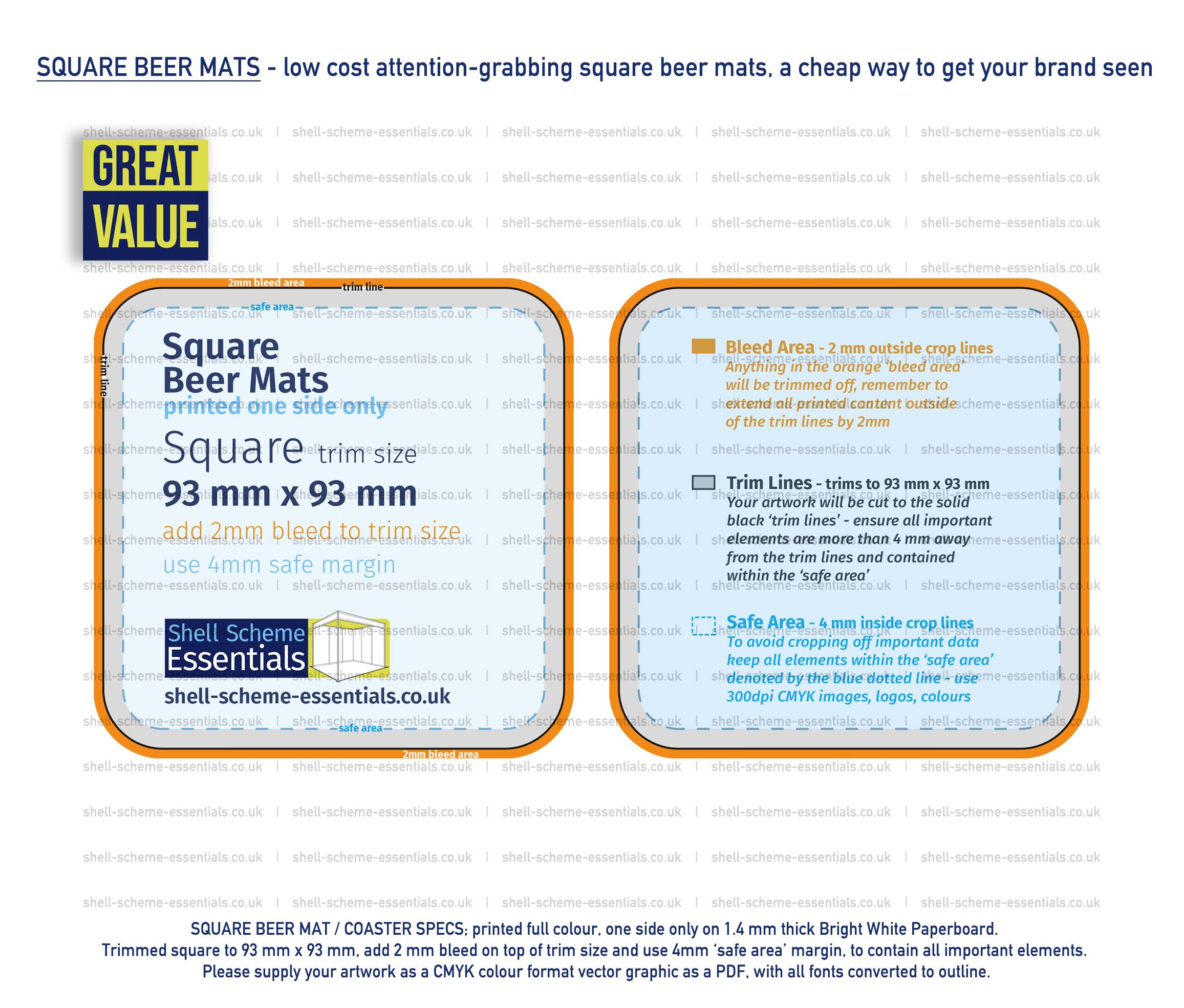 Printed Square Beer Mats