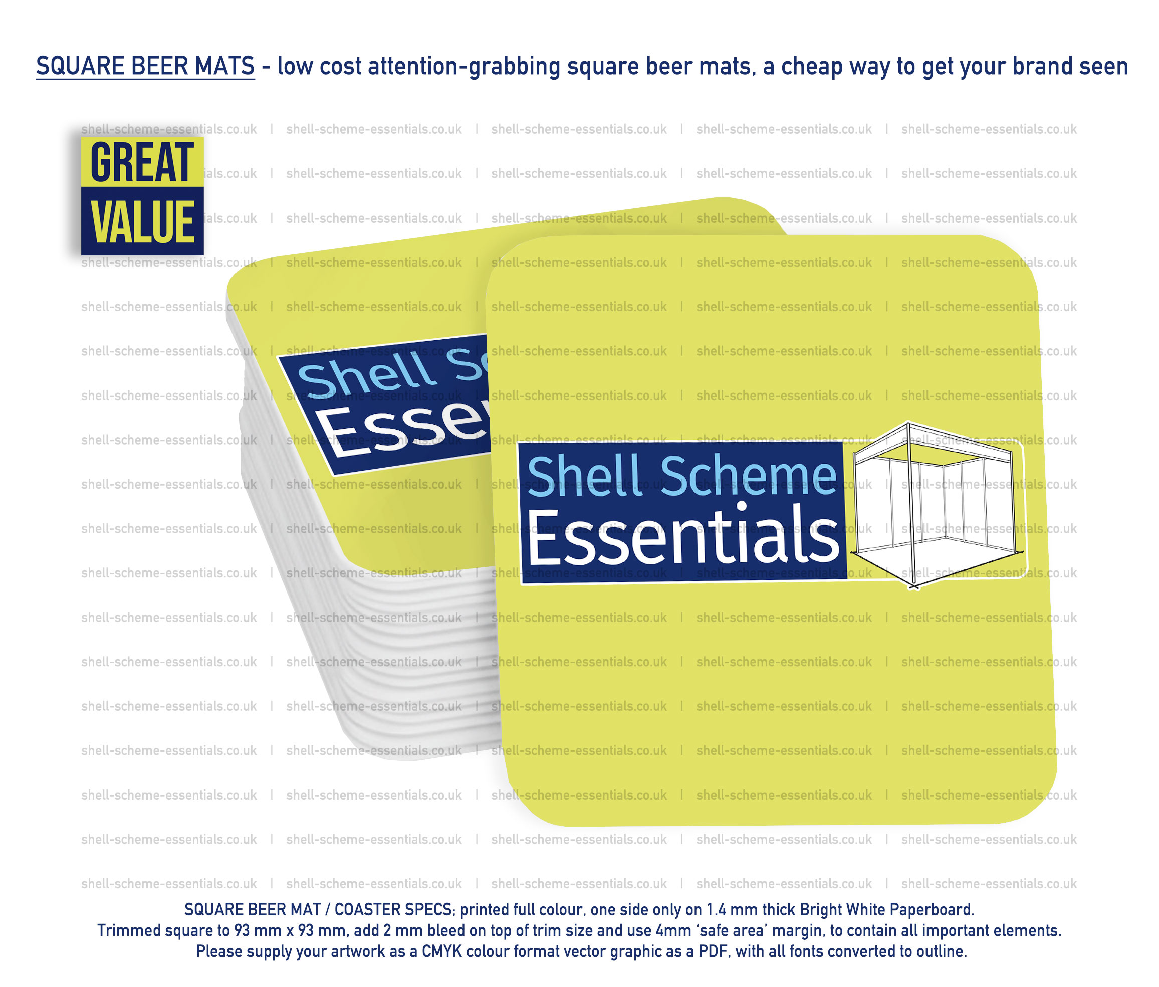 Printed Square Beer Mats